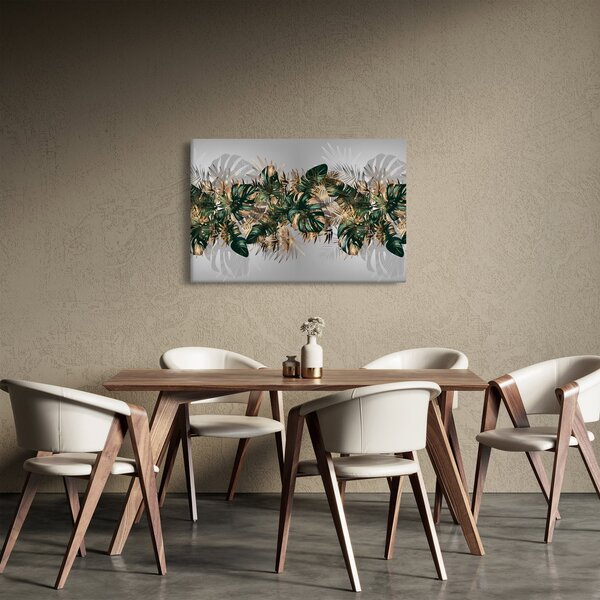 Slika - Zlato zeleni tropski listi (90x60 cm)