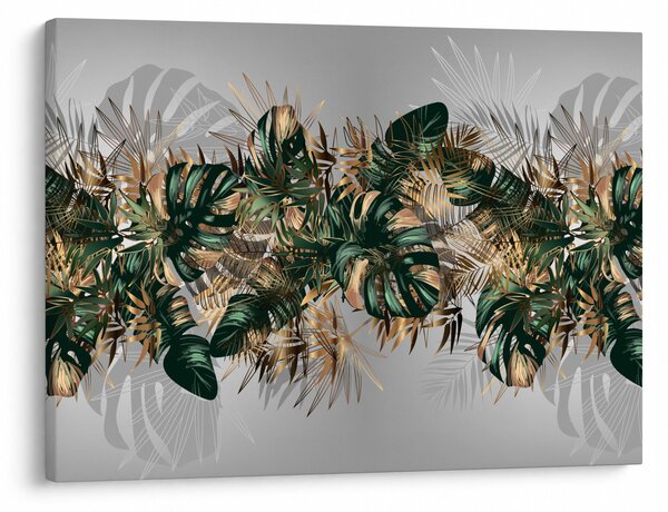 Slika - Zlato zeleni tropski listi (70x50 cm)