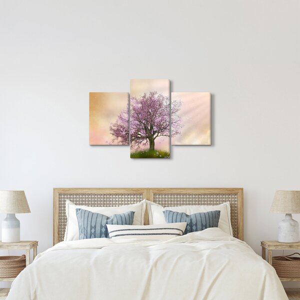 Podoba cvetočega drevesa na vrhu hriba (90x60 cm)