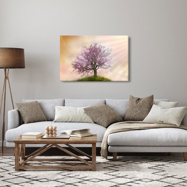 Podoba cvetočega drevesa na vrhu hriba (90x60 cm)