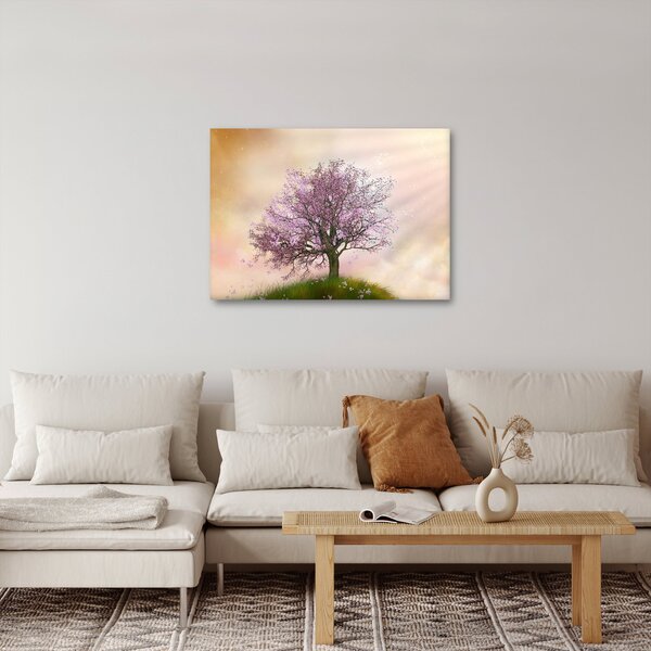 Podoba cvetočega drevesa na vrhu hriba (70x50 cm)