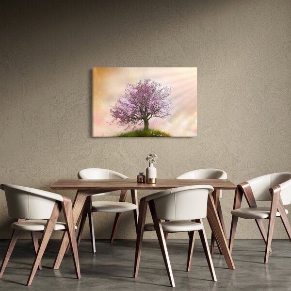Podoba cvetočega drevesa na vrhu hriba (90x60 cm)