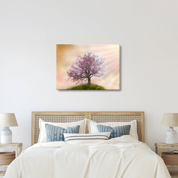 Podoba cvetočega drevesa na vrhu hriba (70x50 cm)