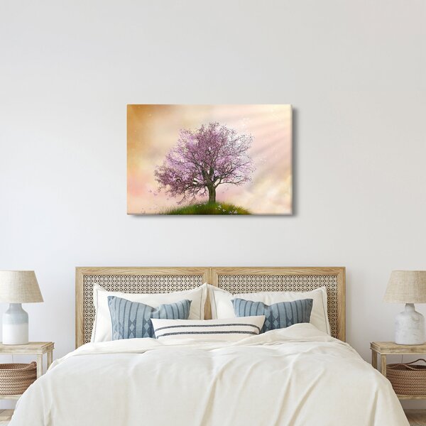 Podoba cvetočega drevesa na vrhu hriba (90x60 cm)