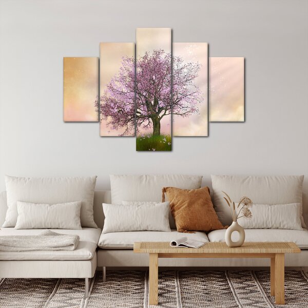 Podoba cvetočega drevesa na vrhu hriba (150x105 cm)