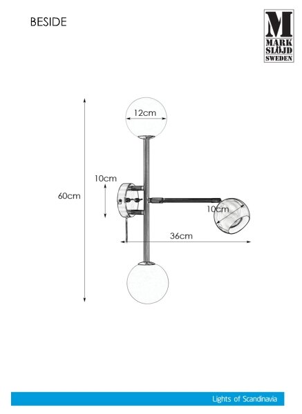 Markslöjd 108256 - Zidna svjetiljka BESIDE 2xG9/20W/230V + 1xGU10/7W/230V krom