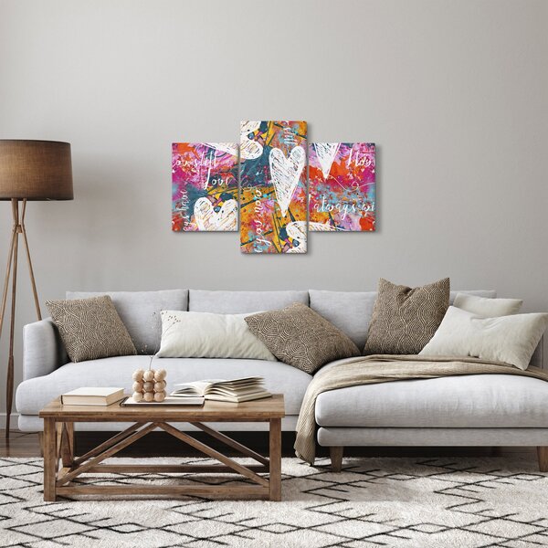 Slika - Srce na abstraktnem ozadju (90x60 cm)