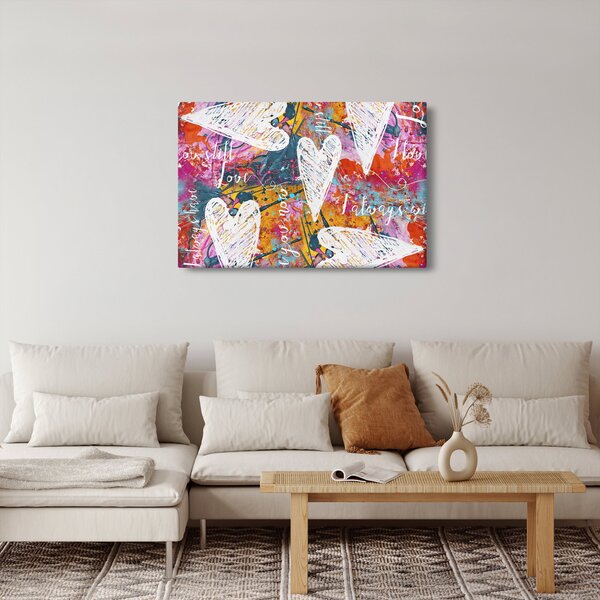 Slika - Srce na abstraktnem ozadju (90x60 cm)
