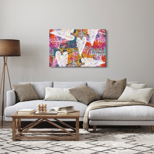 Slika - Srce na abstraktnem ozadju (90x60 cm)