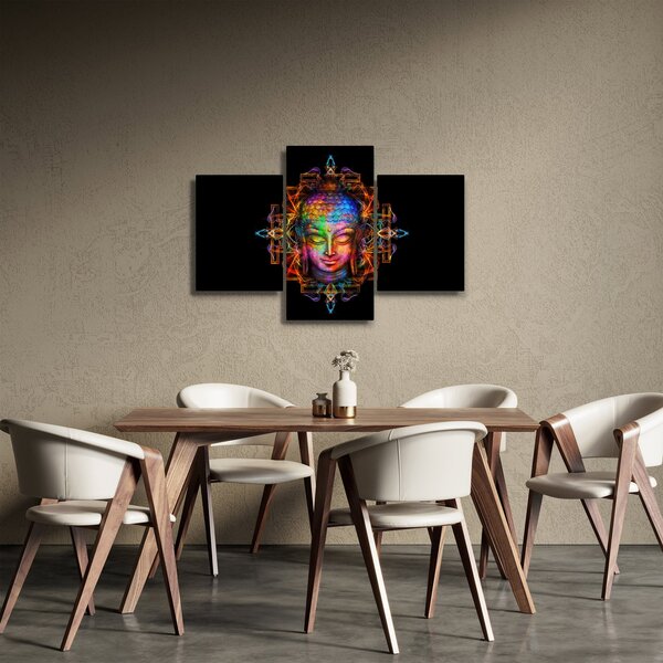 Poslikava - Doprsni kip Bude v neonskih barvah (90x60 cm)