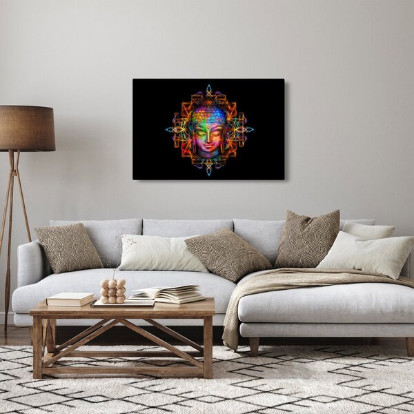 Poslikava - Doprsni kip Bude v neonskih barvah (90x60 cm)