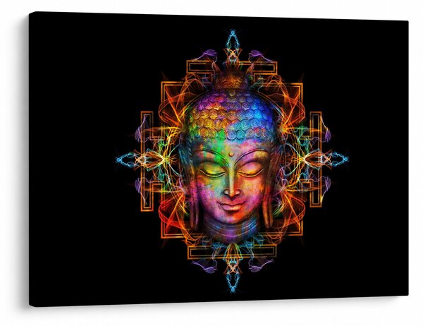 Poslikava - Doprsni kip Bude v neonskih barvah (70x50 cm)