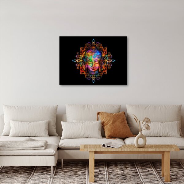 Poslikava - Doprsni kip Bude v neonskih barvah (70x50 cm)
