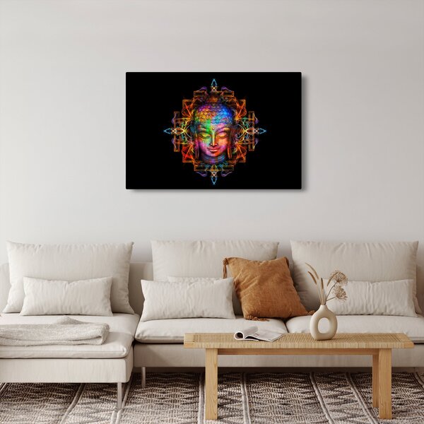 Poslikava - Doprsni kip Bude v neonskih barvah (90x60 cm)