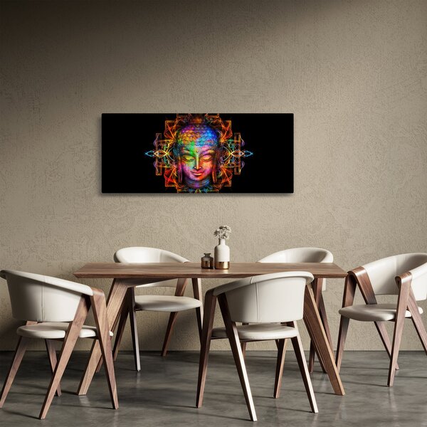 Poslikava - Doprsni kip Bude v neonskih barvah (120x50 cm)