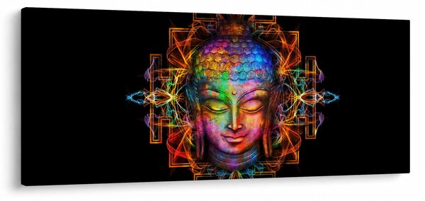 Poslikava - Doprsni kip Bude v neonskih barvah (120x50 cm)