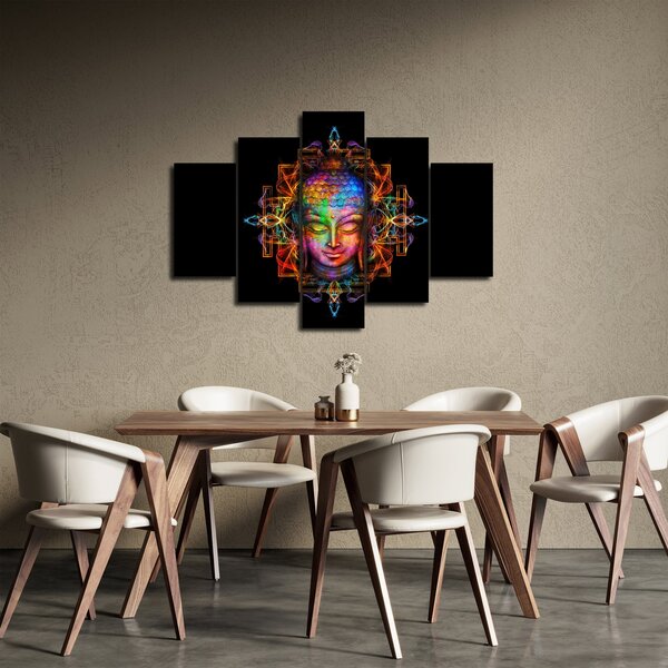 Poslikava - Doprsni kip Bude v neonskih barvah (150x105 cm)