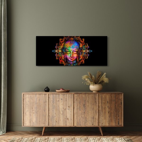 Poslikava - Doprsni kip Bude v neonskih barvah (120x50 cm)