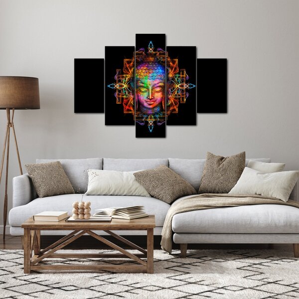 Poslikava - Doprsni kip Bude v neonskih barvah (150x105 cm)