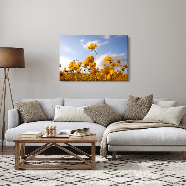 Slika polja s svetlo rumenimi cvetovi (90x60 cm)