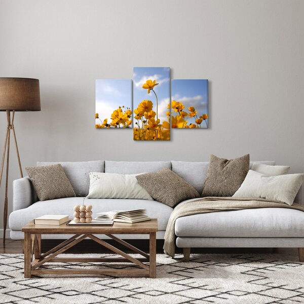 Slika polja s svetlo rumenimi cvetovi (90x60 cm)