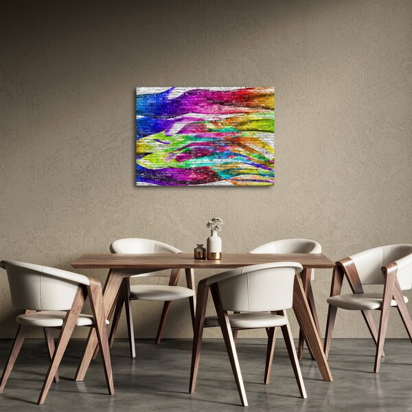 Slika - Opečna stena s pisanimi plameni (70x50 cm)
