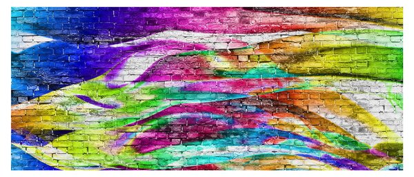 Slika - Opečna stena s pisanimi plameni (120x50 cm)