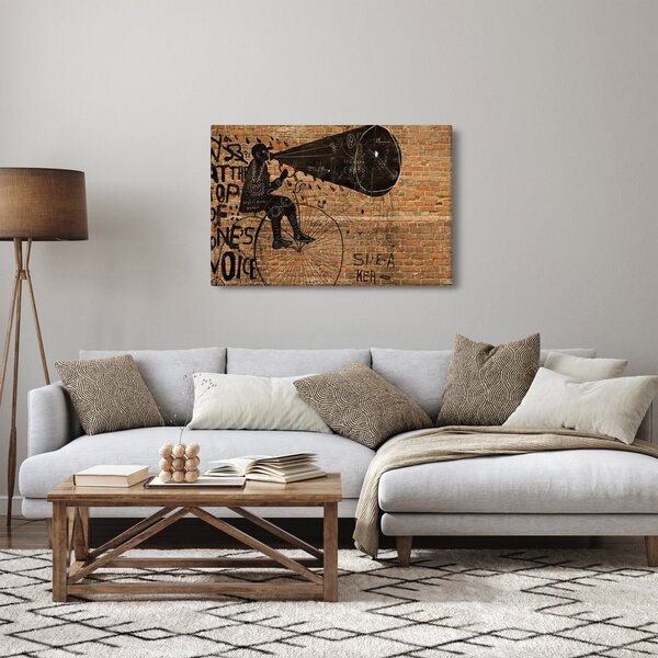 Slika - Moški na kolesu v slogu Banksyja (90x60 cm)