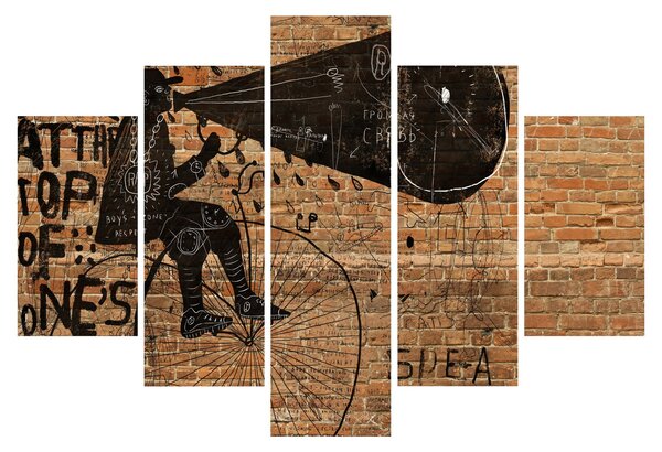 Slika - Moški na kolesu v slogu Banksyja (150x105 cm)