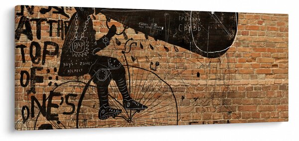 Slika - Moški na kolesu v slogu Banksyja (120x50 cm)