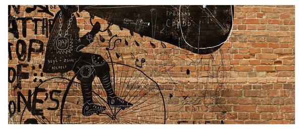 Slika - Moški na kolesu v slogu Banksyja (120x50 cm)