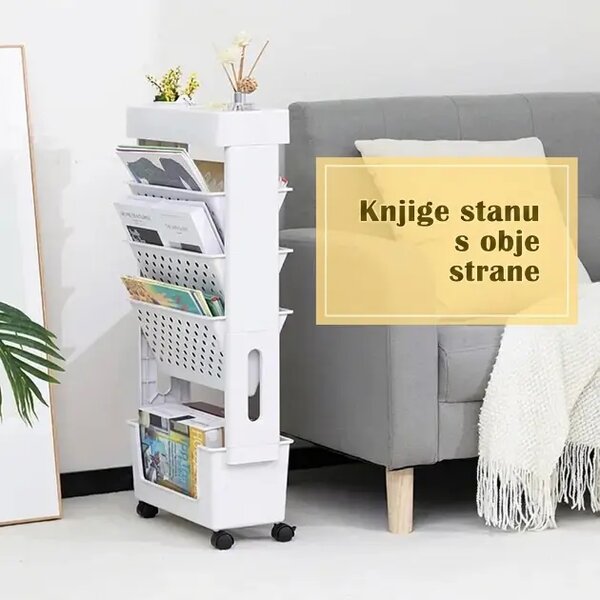 Bookcart™ 5-etažna Pokretna Polica Za Knjige