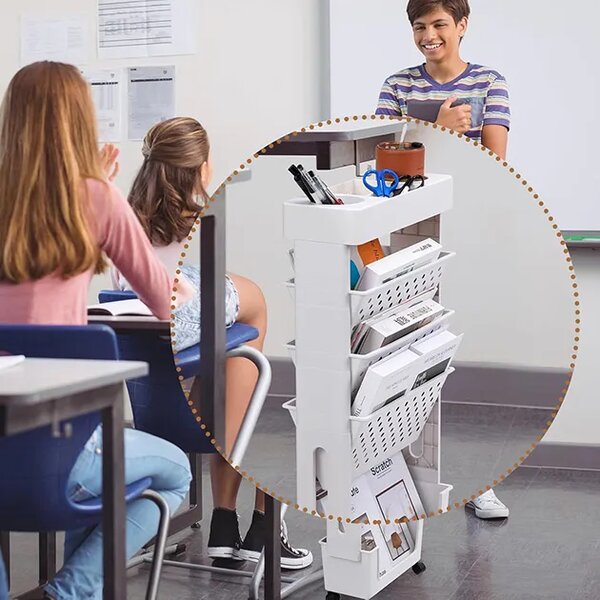 Bookcart™ 5-etažna Pokretna Polica Za Knjige