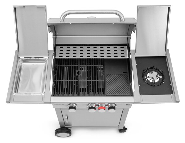 Plinski roštilj CALIFORNIA BBQ, 4 plamenika, s redukcijskim ventilom, srebrna Penta CZ