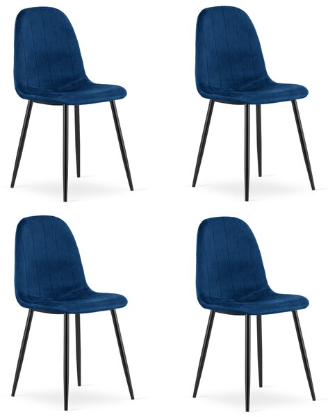Blagovaonska stolica PADVA VELVET s crnim nogama, plava