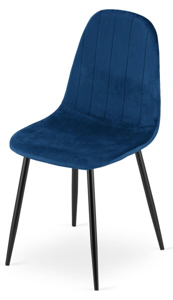 Blagovaonska stolica PADVA VELVET s crnim nogama, plava
