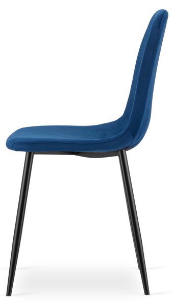 Blagovaonska stolica PADVA VELVET s crnim nogama, plava