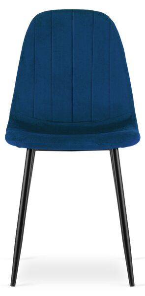 Blagovaonska stolica PADVA VELVET s crnim nogama, plava