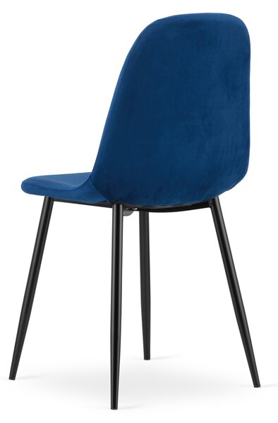 Blagovaonska stolica PADVA VELVET s crnim nogama, plava