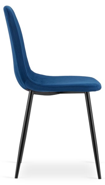 Blagovaonska stolica PADVA VELVET s crnim nogama, plava