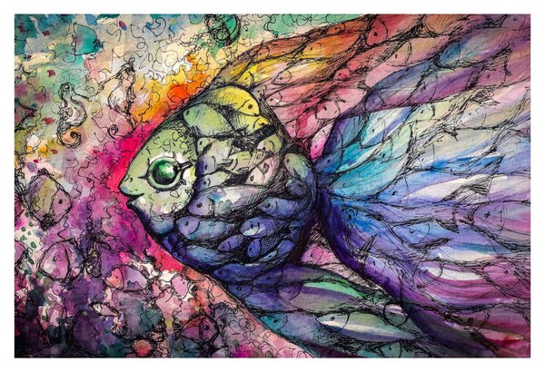 Slika - Pisane ribe (90x60 cm)