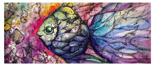 Slika - Pisane ribe (120x50 cm)