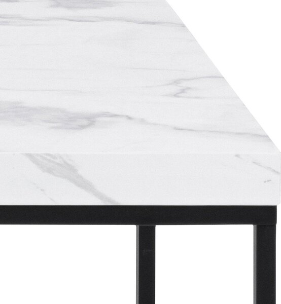Bijeli stolić za kavu s pločom stola u mramornom dekoru 55x110 cm Barossa – Actona