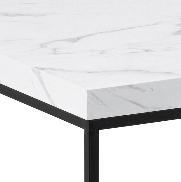 Bijeli stolić za kavu s pločom stola u mramornom dekoru 55x110 cm Barossa – Actona