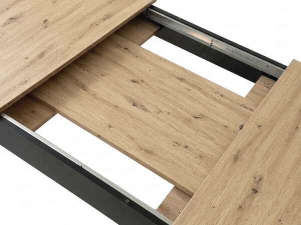 Produžni blagovaonski stol MADO 120/160x80 cm, crna/dub artisan