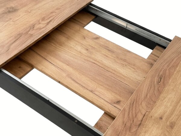 Podesivi blagovaonski stol MADO 120/160x80 cm, crna/hrast craft