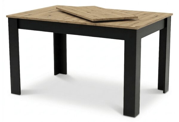 Produžni blagovaonski stol MADO 120/160x80 cm, crna/dub artisan