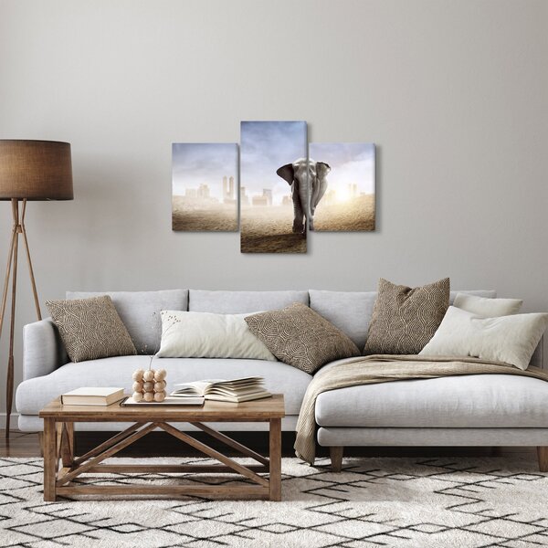 Slika - Sloni v velikem mestu (90x60 cm)