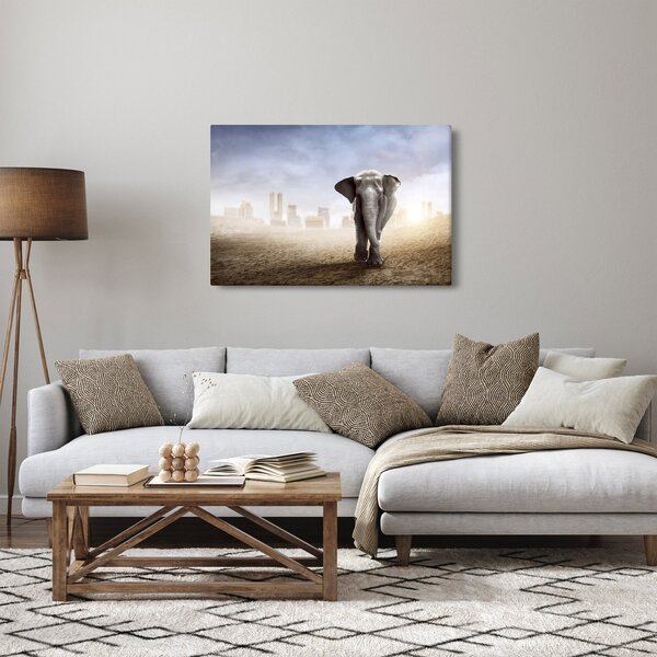 Slika - Sloni v velikem mestu (90x60 cm)