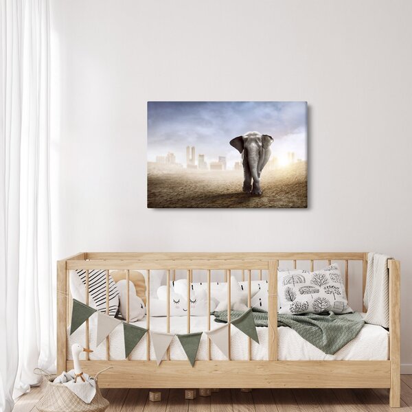 Slika - Sloni v velikem mestu (90x60 cm)